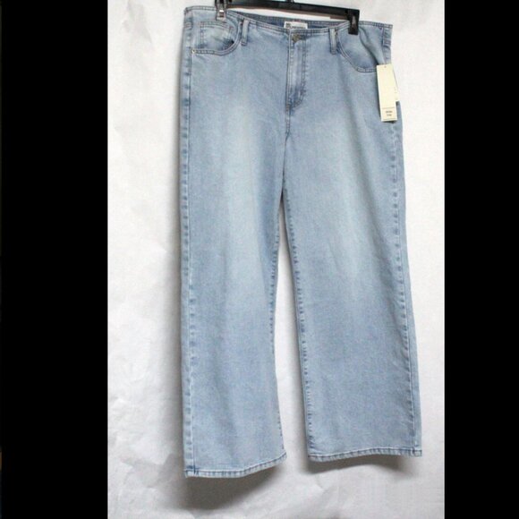 No Boundaries Denim - No Boundaries XL 16-18 No Waist Wide Leg Baggy Light Wash Blue Denim Jeans
